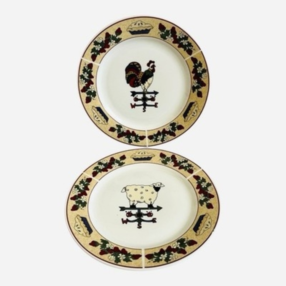 Sakura Country Gathering Salad Plates Set of 2 Farmhouse Style 7.75" Dish VG